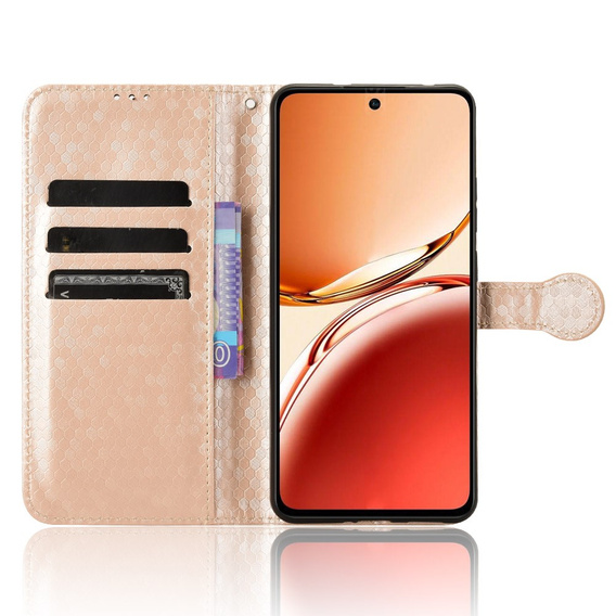 Flap tok Oppo Reno 12FS / 12F, Wallet Rhombus, rózsaszín