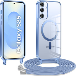 Tok Samsung Galaxy S25, Electro MagSafe, kék + nyaklánc