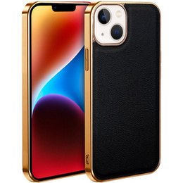 Telefontok a iPhone 14 Plus, Cowhide Leather, fekete