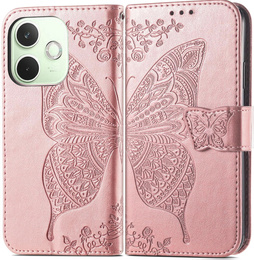 Pattintható tok a Oppo A5 Pro 5G, Butterfly, rózsaszín rose gold