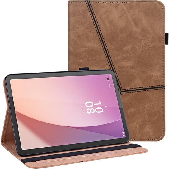 Tok Lenovo Tab M9, Classic, tolltartóval, barna