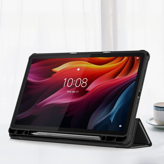 Tok Lenovo Tab K11 Plus, Smartcase Hybrid, tolltartó résszel, fekete