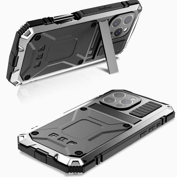 Páncélozott tok a iPhone 16 Pro, R-JUST, ezüst