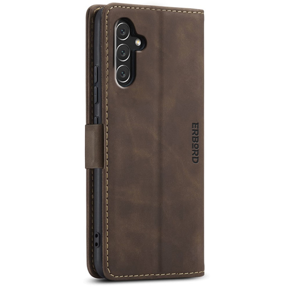Telefontok a Samsung Galaxy A14 4G/5G, ERBORD Vintage, pénztárca patenttal, kávé
