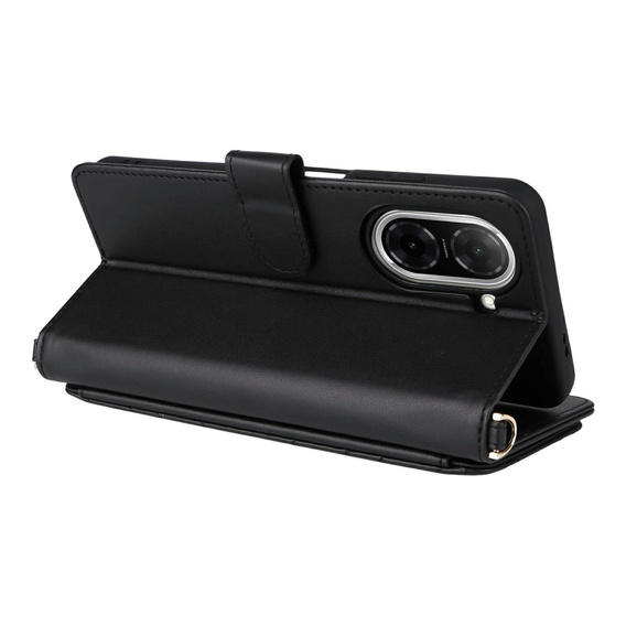 Tok patenttal a Xiaomi Redmi A5-hez, Crossbody Leather Wallet, fekete