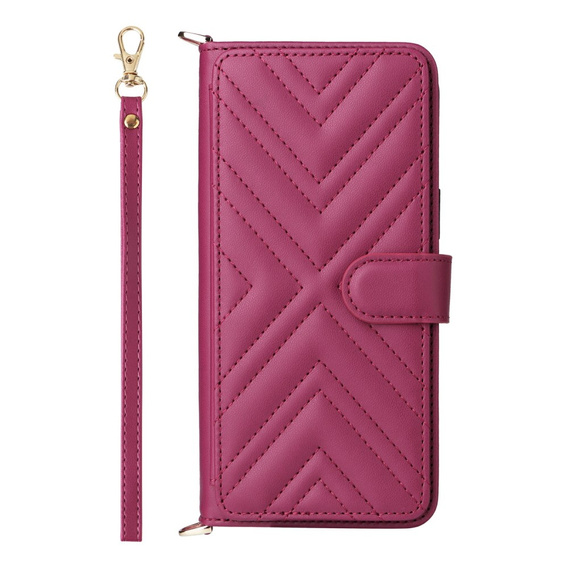 Tok patenttal a Xiaomi Redmi A5-hez, Crossbody Leather Wallet, bordó