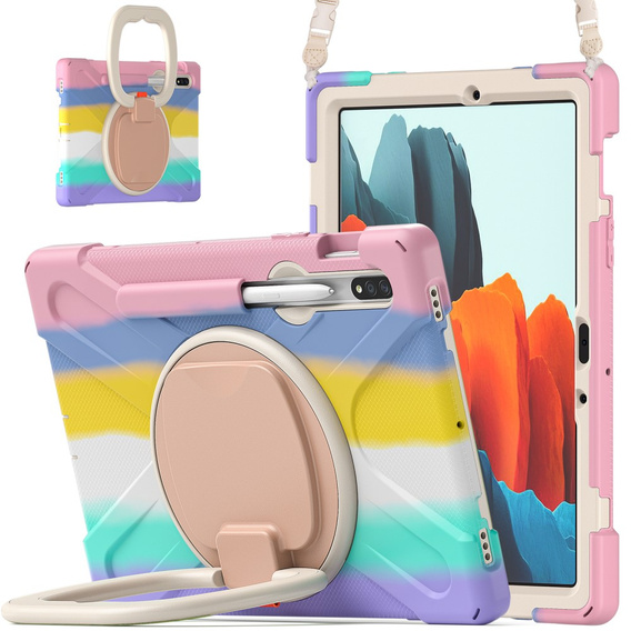 Tok Samsung Galaxy Tab S10 Lite / S10 FE / S9 FE / S9 / S8 / Tab S7, páncélozott, 360 fokban forgatható, színes