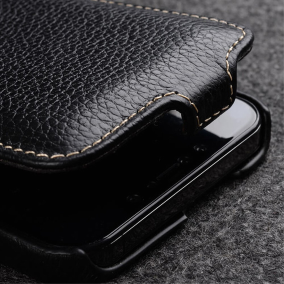 MELKCO flip tok iPhone 13 Pro Max-hoz, bőr, flip, fekete
