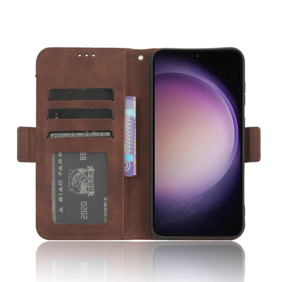 Pattintható tok a Samsung Galaxy S23 FE, Card Slot, barna