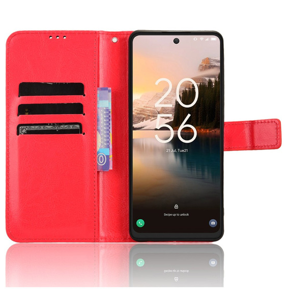 Pattintható tok a TCL 40 NxtPaper, Crazy Horse Wallet, piros