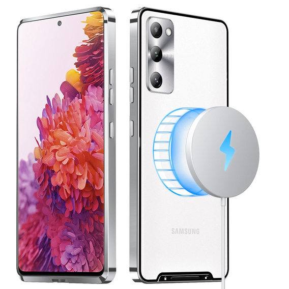 Kameravédő tok Samsung Galaxy S20 FE, CamShield MagSafe, átlátszó / ezüst