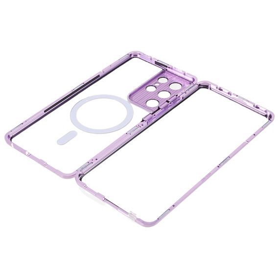 Magnetic Dual Glass MagSafe tok Samsung Galaxy S21 Ultra, lila