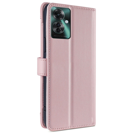 Pattintható tok a Oppo Reno 11F 5G, Wallet Zipper Pocket, rózsaszín