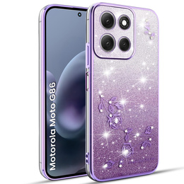 Tok Motorola Moto G86 5G, Glitter Flower, lila