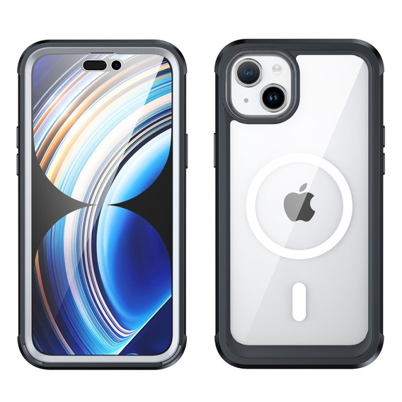 Tok iPhone 15 Plus, páncélozott teljes védelem 360° MagSafe, képernyőüveg, fekete