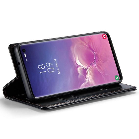 CASEME flip tok Samsung Galaxy S10+ Plus, Waxy Textured, fekete