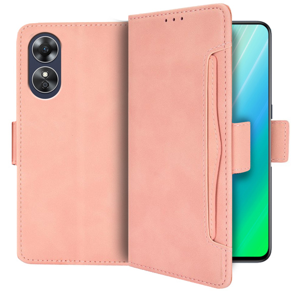Pattintható tok a Oppo A17, Card Slot, rózsaszín