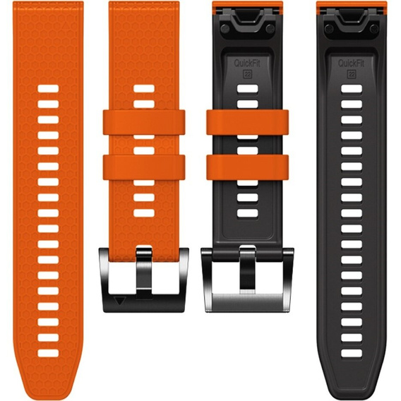 Szilikon pánt Garmin Fenix 7 / Forerunner 965 / 955 / 945 / 935, narancssárga / fekete