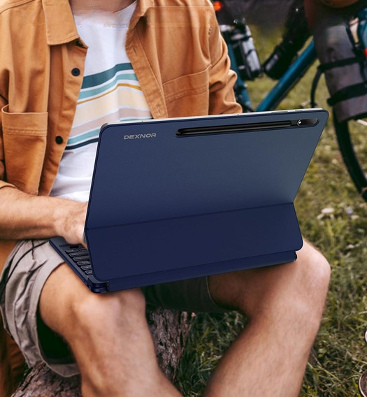 Billentyűzet tok Samsung Galaxy Tab S10+/ S9+/ S8+/ S7+/ S7 FE, Dexnor Magnetic Keyboard Touchpad, kék