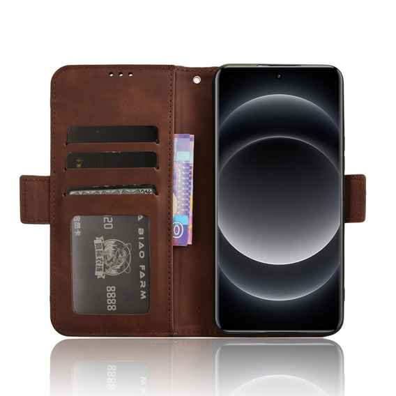 Pattintható tok a Xiaomi 14 Ultra, Card Slot, barna