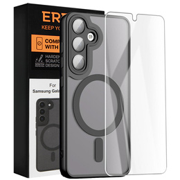 Tok Samsung Galaxy S22-hoz, MagSafe, ERBORD Matt Case, fekete + képernyőüveg