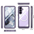 Tok Samsung Galaxy S25 FE-hoz, Shockproof, üveggel, MagSafe-hoz, lila
