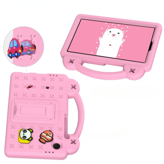 Gyermek tok Samsung Galaxy Tab A9, Cute Patterns, állvánnyal, rózsaszín
