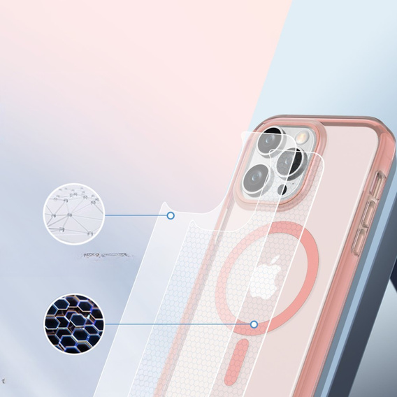Tok iPhone 16 Pro Max, Shockproof Hybrid, fóliával, MagSafe-hoz, rózsaszín