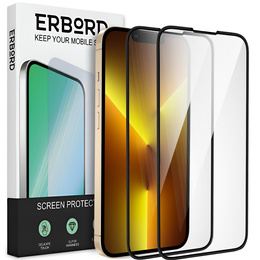 2x edzett üveg a iPhone 13 Pro Max, ERBORD 3D teljes képernyő