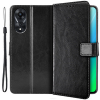 Pattintható tok a Oppo A78 5G, Crazy Horse Wallet, fekete