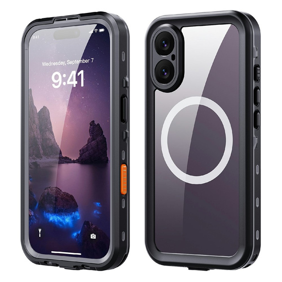 Tok iPhone 17 készülékhez, vízálló IP68, SHELLBOX MagSafe, fekete