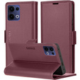 Tok Oppo Reno 13, ERBORD Glossy Litchi, pénztárca patenttal, piros