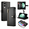 Pattintható tok a Samsung Galaxy S25 Edge, Wallet Zipper Pocket, fekete
