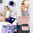 Pattintható tok a iPhone 14 Pro, Wallet Zipper Pocket, lila