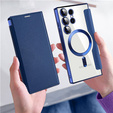 Pattintható tok a Samsung Galaxy S24 Ultra, RFID Wallet MagSafe CamShield, sötétkék