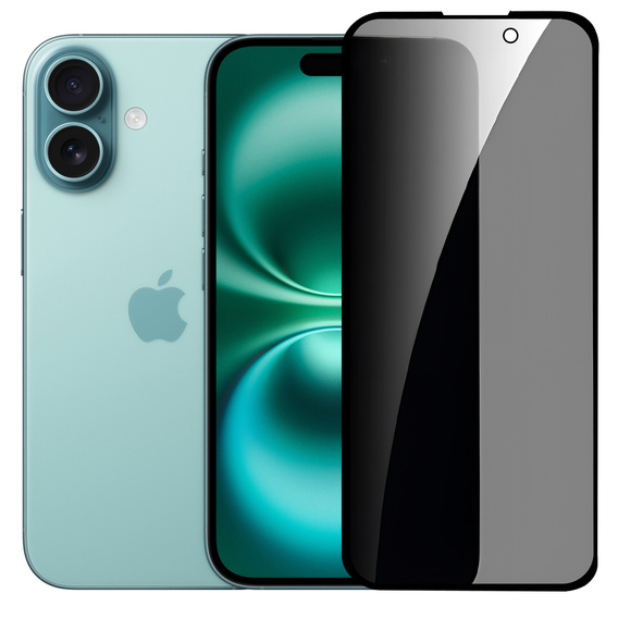 2x edzett adatvédelmi üveg az iPhone 16-hoz, ERBORD 9H Easy App Anti-Peep