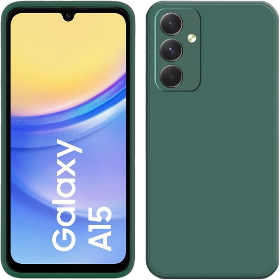 Tok Samsung Galaxy A15, szilikon Lite, sötétzöld + üveg 9H