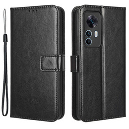 Pattintható tok a Xiaomi 12T, Crazy Horse Wallet, fekete