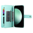 Pattintható tok a Samsung Galaxy S24 FE, Wallet Zipper Pocket, zöld
