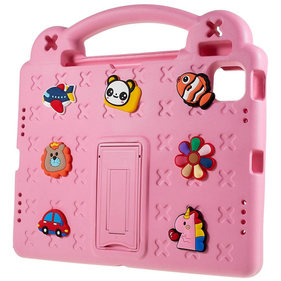 Gyermek tok Apple iPad Air 11" 6 gen. 2024, Cute Patterns, állvánnyal, rózsaszín