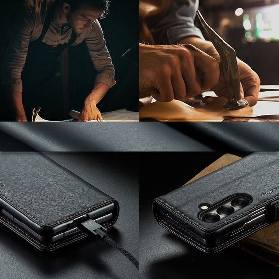 CASEME Litchi pénztárca flip tok Samsung Galaxy Z Fold7 5G számára