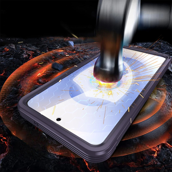 Tok Samsung Galaxy S25 Edge-hoz, Shockproof, üveggel, MagSafe-hoz, lila