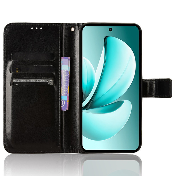 Pattintható tok a Realme C71, Crazy Horse Wallet, fekete