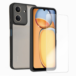 Telefontok a Xiaomi Redmi 13C / Poco C65, Fusion Hybrid, átlátszó / fekete + 9H üveg