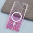 Tok Samsung Galaxy S24, Glittery, MagSafe-hoz, rózsaszín