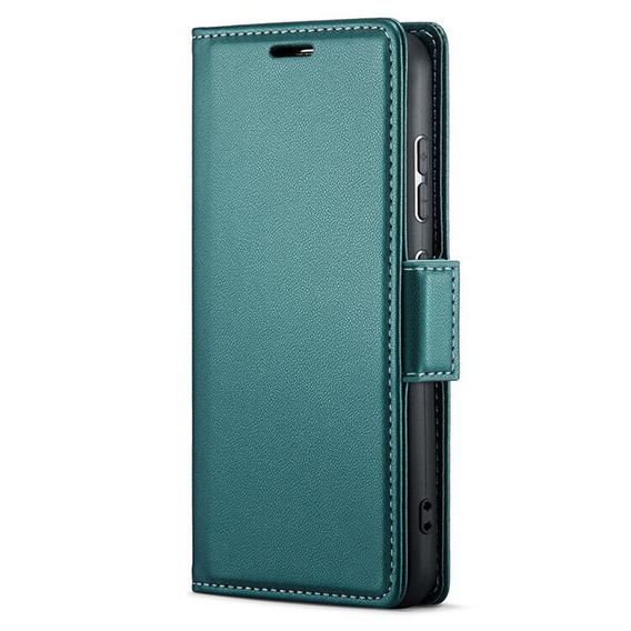 Tok Samsung Galaxy A25 5G, ERBORD Glossy Litchi, pénztárca patenttal, zöld