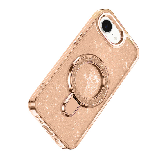 Az iPhone 16e tok, Glittery Magnetic Kickstand, rózsaszín rose gold