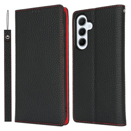 Pattintható tok a Samsung Galaxy S25, Litchi Skin Grain, fekete