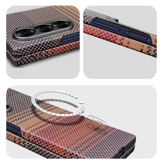 Tok Samsung Galaxy Z Fold6 5G - mágneses aramidszálas tok, narancssárga