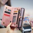 CASEME tok Samsung Galaxy A56 5G, Retro Leather Wallet, szíjjal, rózsaszín